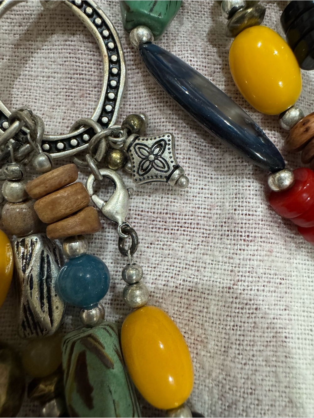 Premier Designs Multicolor Beaded Statement ecklace and bracelet set.